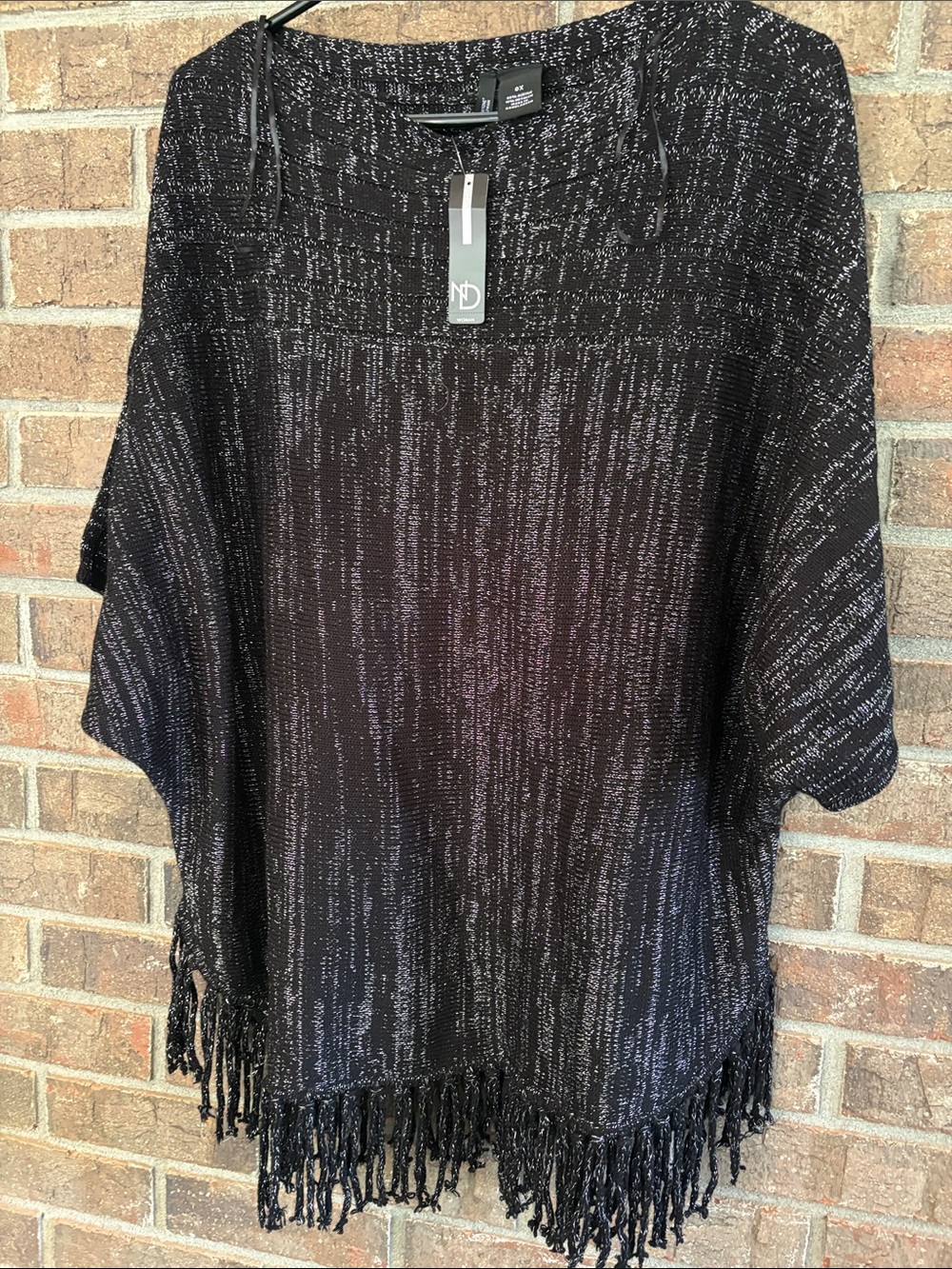 Black Shimmer Fringe Top